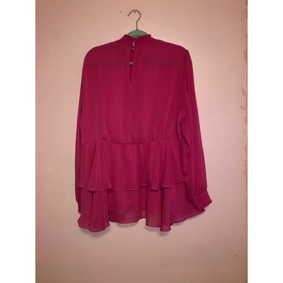 Torrid pink ruffle blouse size 2X sheer sleeves - Picture 8 of 8